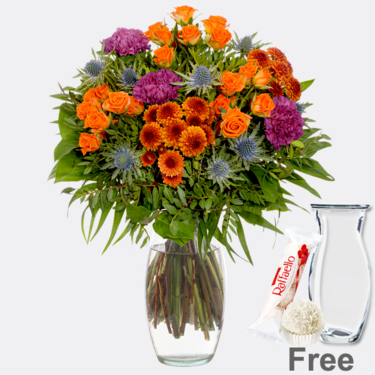 Flower Bouquet Goldener Herbst with Vase & Ferrero Raffaello