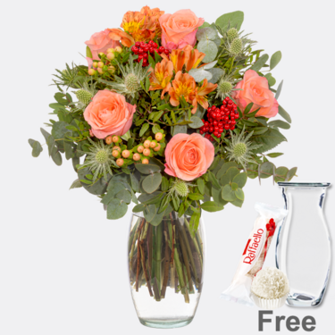 Flower Bouquet Herbsterwachen with Vase & Ferrero Raffaello