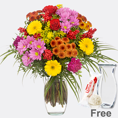 Flower Bouquet Meisterwerk with Vase & Ferrero Raffaello