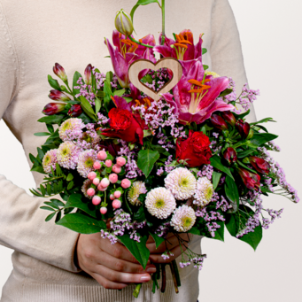 Herbststrauß für Oma mit Vase & Teaballs & Ferrero Giotto 3er