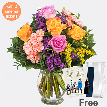 Flower Bouquet Farbenspiel with vase & 2 Cinema Tickets