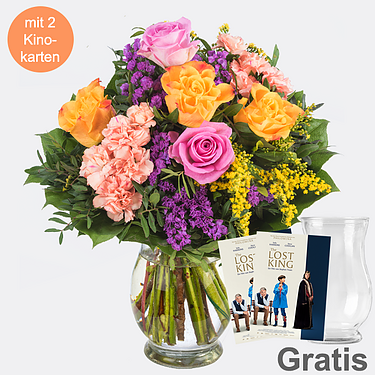 Blumenstrauß Farbenspiel mit Vase & 2 Kinokarten