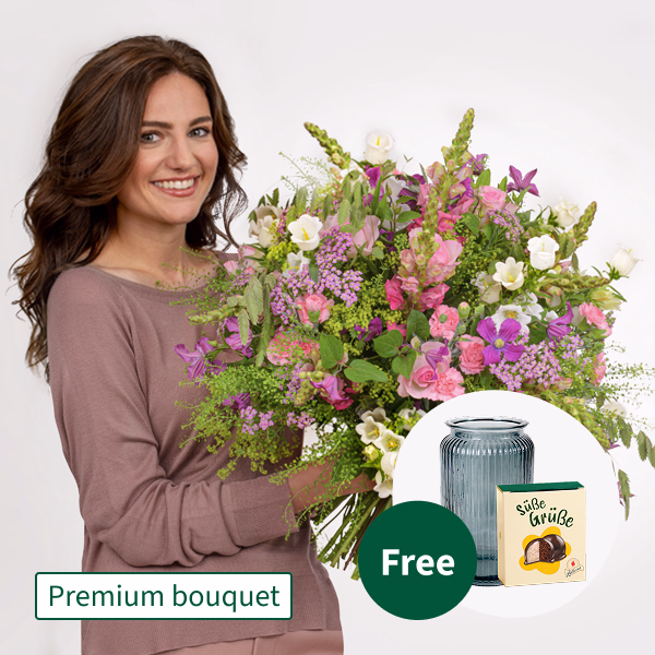 Premium Bouquet Helena with Premium Vase & Halloren Balls