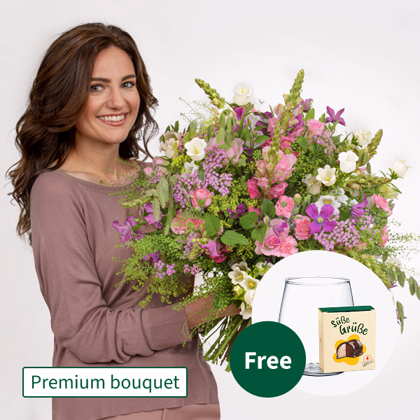 Premium Bouquet Helena with Premium Vase & Halloren Balls