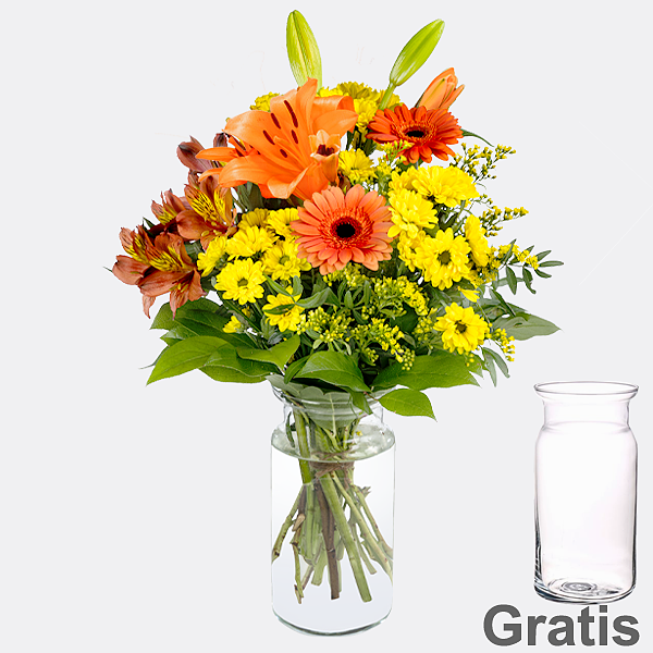 Blumenstrauß Sonnenstrahl mit Vase