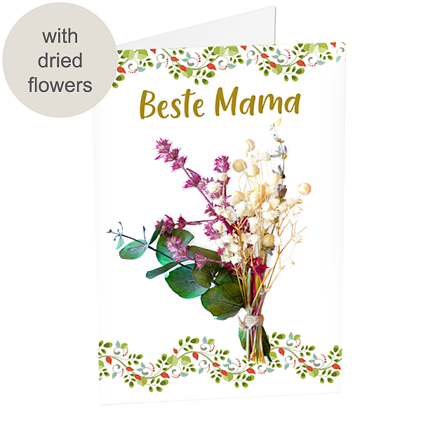 Greeting card with dried flowers "Beste Mama