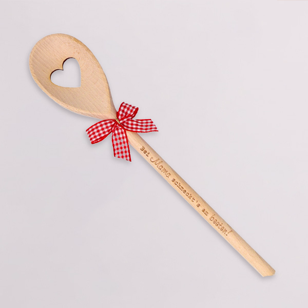 Wooden Cooking Spoon with Ribbon „Bei Mama schmeckt's am besten!“