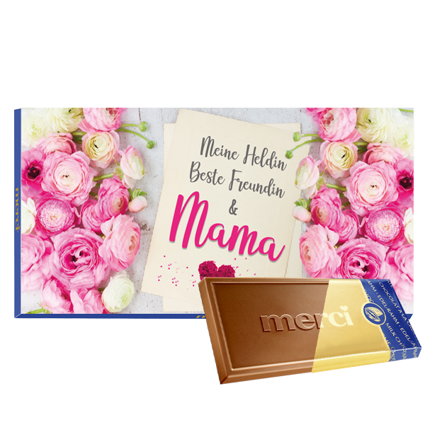 Merci mit Banderole "Meine Heldin, beste Freundin & Mama"