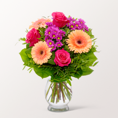 Blumenstrauß Sommerliebe mit Vase & Ferrero Giotto 3er