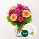 Flower Bouquet Sommerliebe mit vase & 3 Ferrero Giotto