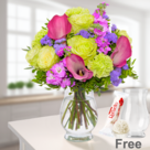 Flower Bouquet Farbenfroh with vase & Ferrero Raffaello