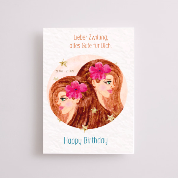 Greeting Card Zodiac „Gemini“