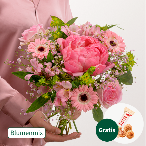 Blumenmix Zarter Gruß mit Ferrero Giotto 3er