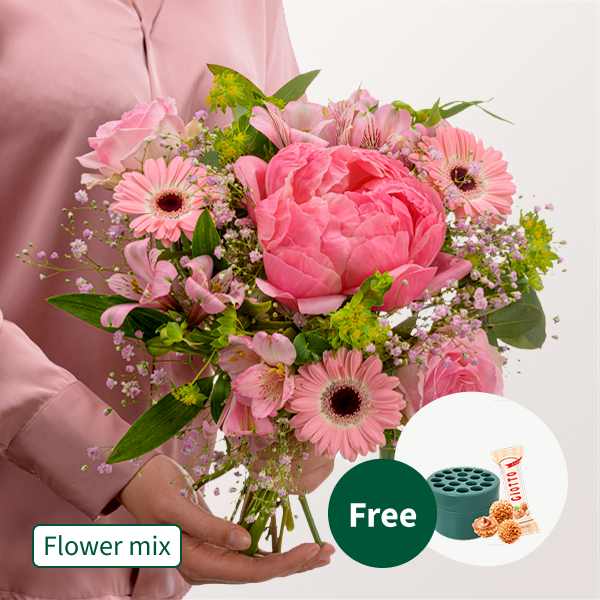 Flower Mix Zarter Gruß with 3 Ferrero Giotto