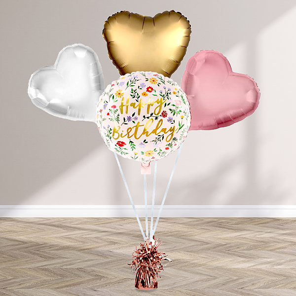 Helium Balloon Gift "Happy Birthday" Boho Flower
