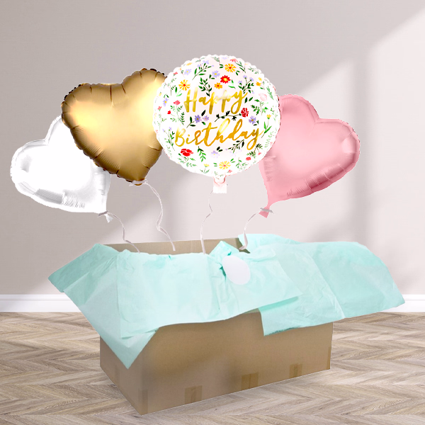 Helium Balloon Gift "Happy Birthday" Boho Flower Send flowers online