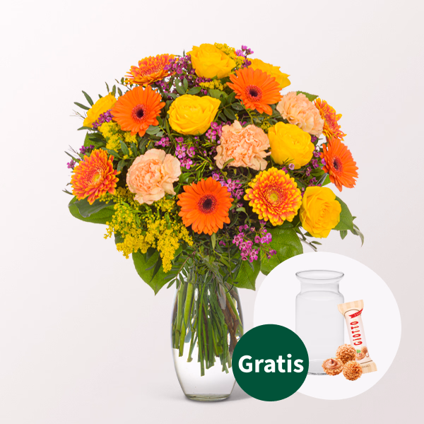 Blumenstrauß Frühlingssonne mit Vase