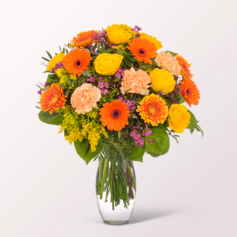 Flower Bouquet Frühlingssonne with vase & 3 Ferrero Giotto