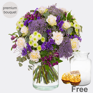 Premium Bouquet Frühlingsglück with premium vase & 2 Ferrero Rocher