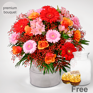 Premium Bouquet Frühlingstraum with premium vase & 2 Ferrero Rocher