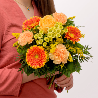 Flower Bouquet Frühlingsmelodie with vase & 3 Ferrero Giotto