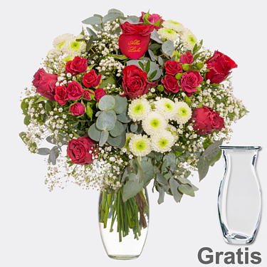 Blumenstrauß „Alles Liebe“ mit Vase