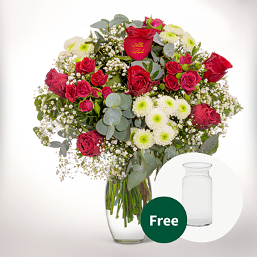 Flower Bouquet „Alles Liebe“ with vase