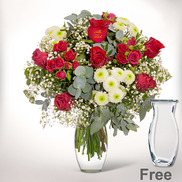 Flower Bouquet „Alles Liebe“ with Vase