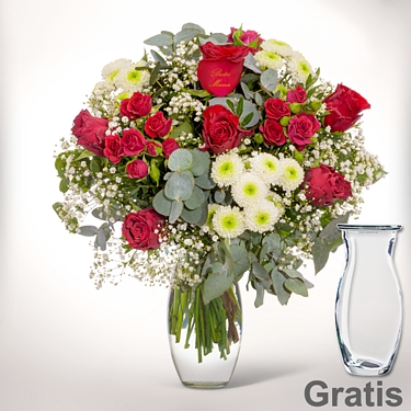 Blumenstrauß "Beste Mama" mit Vase