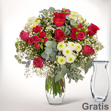 Blumenstrauß „Zum Geburtstag“ mit Vase