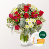 Flower Bouquet „Zum Geburtstag“ with vase & Teaballs & 3 Ferrero Giotto