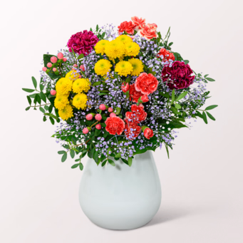 Blumenstrauß Blütenfreude mit Halloren Kugeln & Vase