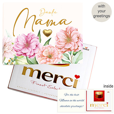 Personal greeting card with Merci: „Danke Mama“ (250 g)