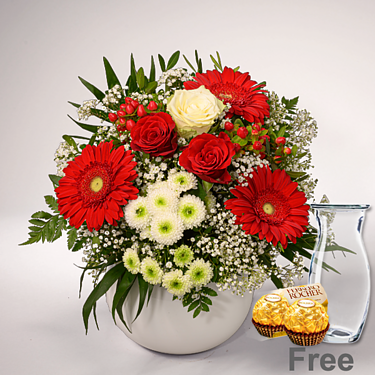 Flower Bouquet Frühlingswind with Vase & 2 Ferrero Rocher