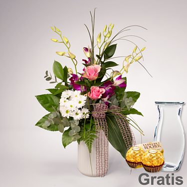Blumenstrauß Paradiesschönheit mit Vase & 2 Ferrero Rocher