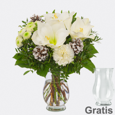 Blumenstrauß Snow White mit Vase