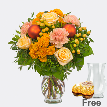 Flower Bouquet Winterlicht with vase & 2 Ferrero Rocher