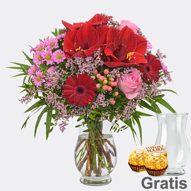 Blumenstrauß Winterglühen mit Vase & 2 Ferrero Rocher