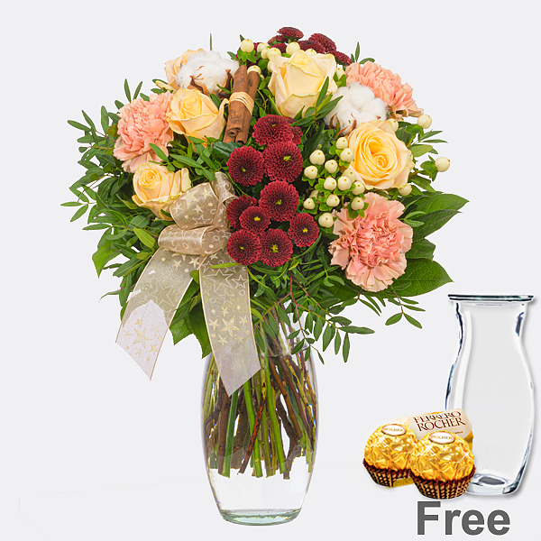 Flower Bouquet Winterzeit with Vase & 2 Ferrero Rocher