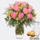 Rosenstrauß Wintermärchen mit Vase & 2 Ferrero Rocher