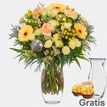 Blumenstrauß Sternennacht mit Vase & 2 Ferrero Rocher