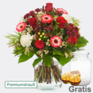 Premiumstrauß Schöne Bescherung mit Premiumvase & 2 Ferrero Rocher