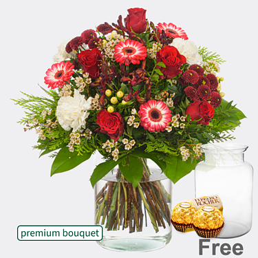 Premium Bouquet Schöne Bescherung with premium vase & 2 Ferrero Rocher