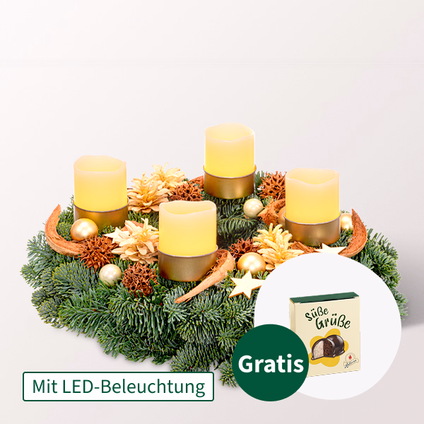 LED-Adventskranz Shiny (Ø 30 cm) mit Halloren Kugeln