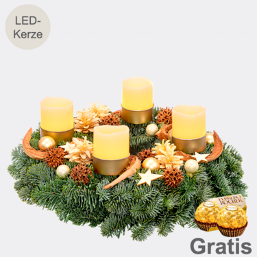 Adventskranz Shiny (Ø 30 cm) mit 2 Ferrero Rocher