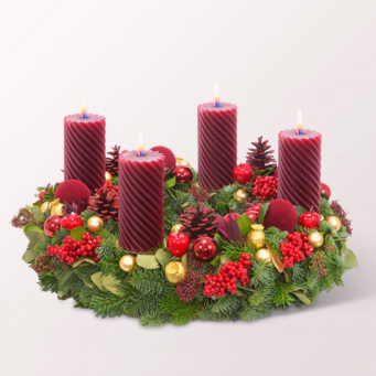 Wreath Bordeaux Glory (Ø 40 cm) with Halloren Balls