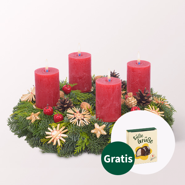 Adventskranz Scandinavian Dream (Ø 30 cm) mit Halloren Kugeln