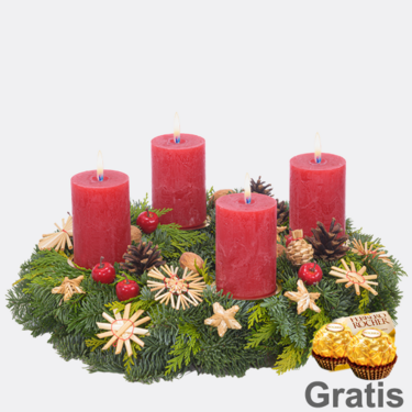 Adventskranz Scandinavian Dream (Ø 30 cm) mit 2 Ferrero Rocher