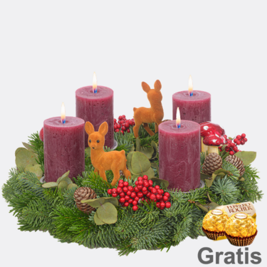 Adventskranz Winter Berry (Ø 30 cm) mit 2 Ferrero Rocher