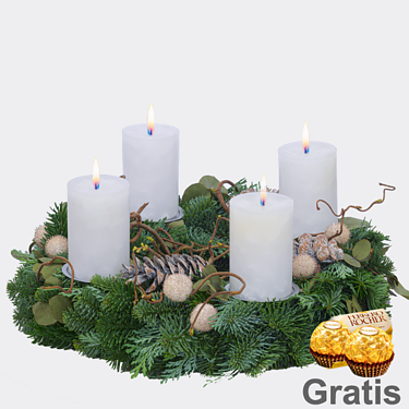 Adventskranz Weißer Advent (Ø 30 cm) mit 2 Ferrero Rocher